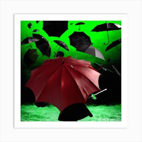 Umbrellas In The Wind Art Print