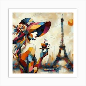 Abstract Art French woman in Paris 6 Art Print