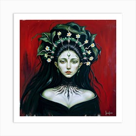 Woman With A Green Headdress Art Print