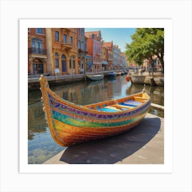 Boat On A Canal Art Print