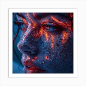 Portrait Of A Woman With Fire Art Print