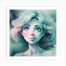 Girl With Blue Hair 1 Art Print