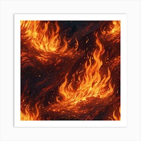 Flames On Black Background 68 Art Print