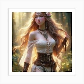 Sexy Girl In The Forest 1 Art Print