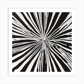 Chaos In Harmonious Brushstrokes Linocut Black And White Painting Art Print