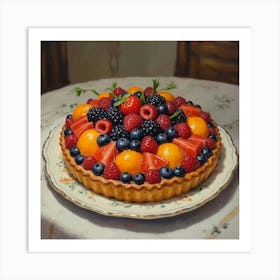 Delectable French Fruit Tart Kitchen Art Affiche