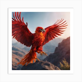 Fiery Wings of the Phoenix: The Final Glow Art Print