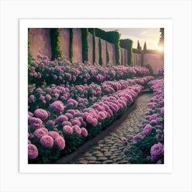 Rose Garden At Sunset Art Print