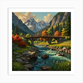 Bridge In The Mountains Art Print