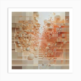 A 3d Illusion Of Spheres Or Cubes Stacked Or Floating In Space art print Art Print