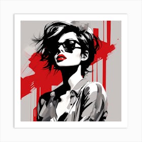 Girl In Sunglasses Art Print