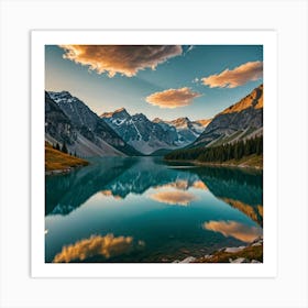 Sunset At Lake Banff Art Print