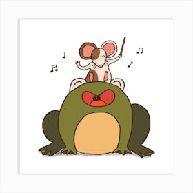 Mouse And Frog Sing Together Musical Friends Art Print