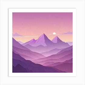 Misty mountains background in purple tone 73 Art Print