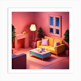 3d Rendering Of A Living Room 1 Art Print