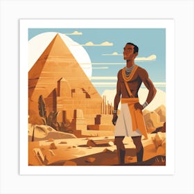 Egyptian Man In Front Of Pyramids Art Print