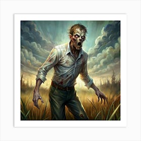 Zombie In A Field Art Print