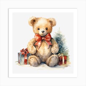 Teddy Bear With Presents Art Print