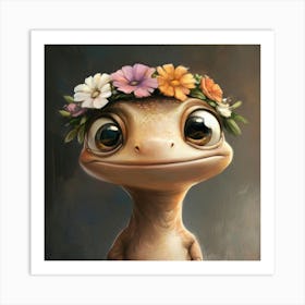 Lizard With Flower Crown 1 Poster