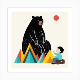 Bear And Boy 4 Art Print