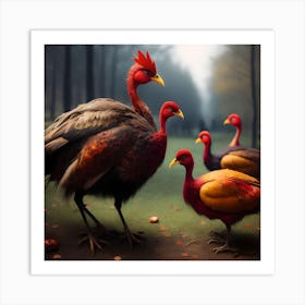 Thanksgiving Turkeys Art Print