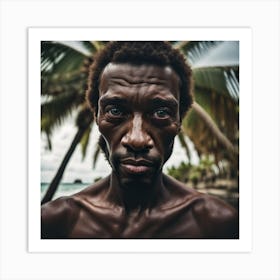 Portrait Of A Man On The Beach Art Print