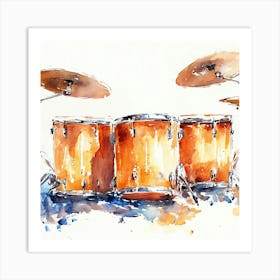 Watercolor Drum Set Art Print