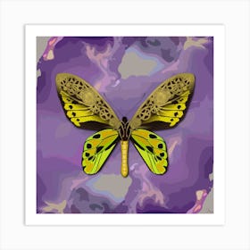 Mechanical Butterfly The Tithonus Birdwing Ornithoptera Tithonus On A Purple Background Art Print