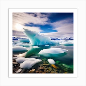 Icebergs In The Water 23 Art Print