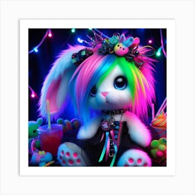 Rainbow Bunny Emo Art Print