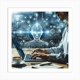 Man Working On A Laptop Art Print