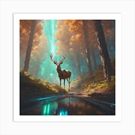 Deer In The Forest 98 Art Print