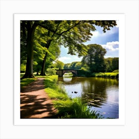 Nature Summer Outdoors Water Sightseeing Victory Park Duck Pond Garden Lake Shore Autumn (4) Art Print