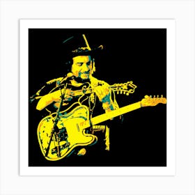 Waylon Jennings Music Legend in Colorful Art Print