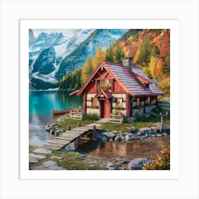 Cabin In The Mountains Art Print