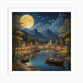 Night On The River Art Print