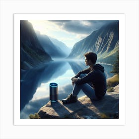 Man Sits On A Rock Art Print