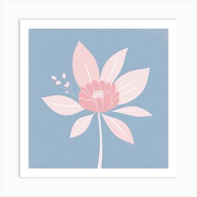 A White And Pink Flower In Minimalist Style Square Composition 33 Art Print