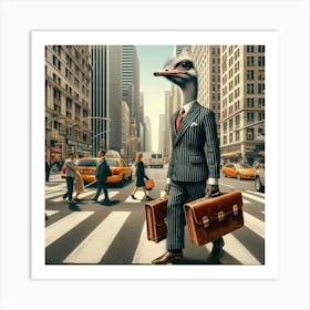 Ostrich In Business Suit Commuting Art Print