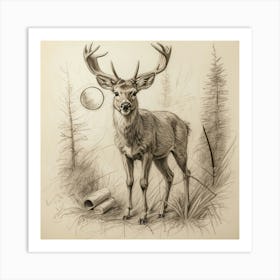 Deer In The Woods 118 Art Print