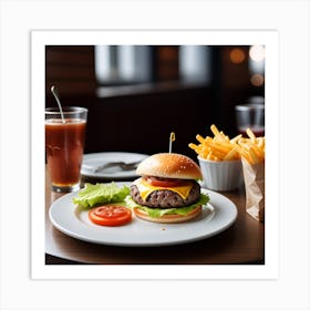 Hamburger And Fries 18 Art Print