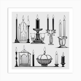 Candle Set Vector Art Print