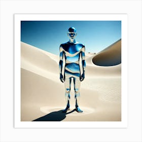 Silver Man In The Desert 1 Art Print