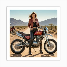 Woman On A Motorcycle 9 Art Print