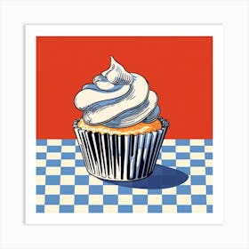 Cupcake Blue Checkerboard 6 Art Print
