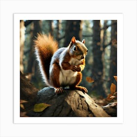 Squirrel In The Forest 28 Art Print