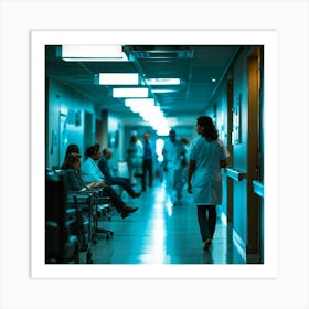 A Busy Hospital Office Filled With The Unique Buzz Of Professional Caregivers And The Sterile Glow (3) Art Print