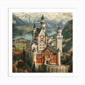 Neuschwanstein Castle,collage Art Print