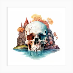 Skull In The Water 7 Art Print