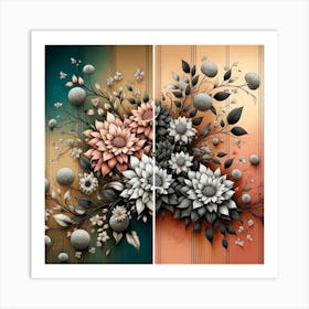 Two Floral Paintings Art Print